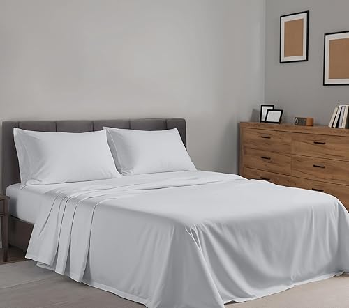 Miniatura 2 de RUVANTI Sábanas de 100 % algodón percal tamaño King, refrescantes y transpirables, duraderas, con una sensación nítida, suave y cómoda, bolsillo