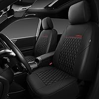 Vista 8 de CAR PASS Funda de asiento de cuero acolchada para dos asientos delanteros, universal, impermeable, de lujo, de PU premium, de vinilo