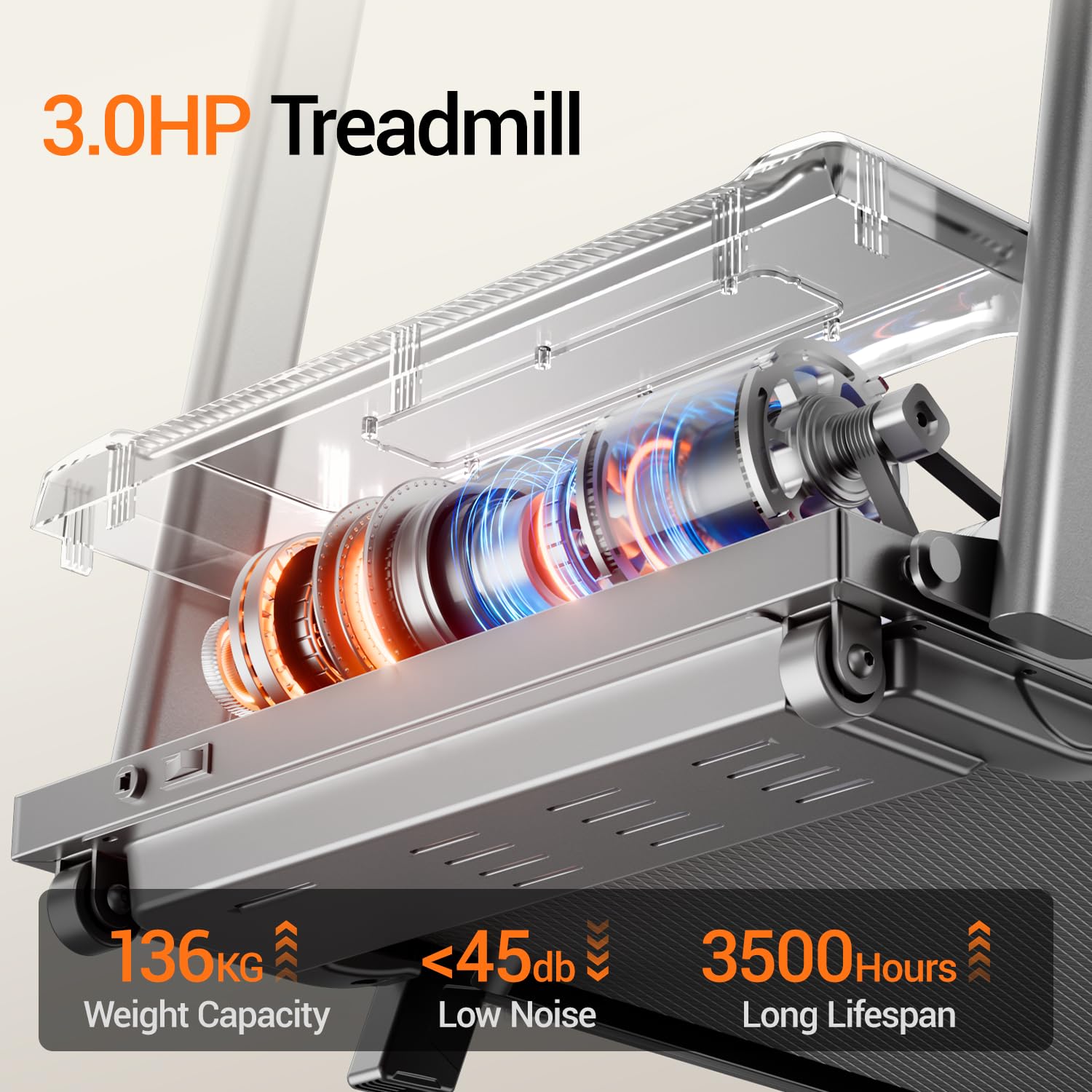 CURSOR Bieżnia do Domu Składana z Nachyleniem 15% | 12 km/h Cicha i Kompaktowa Bieżnia domowa i Biura,Treadmill Home z silnikiem 3.0 HP i wyświetlaczem LED,maks.136 kg