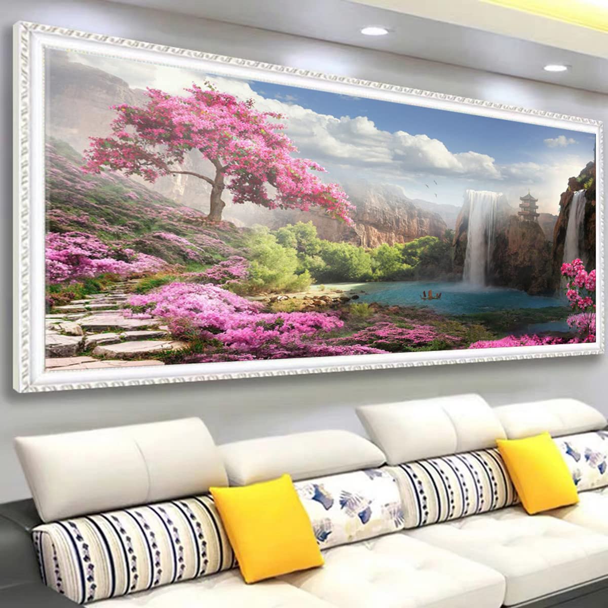 Instarry 5D Diamant Painting Bilder Full Groß Naturlandschaft Wasserfall Home Decor 150x60 cm
