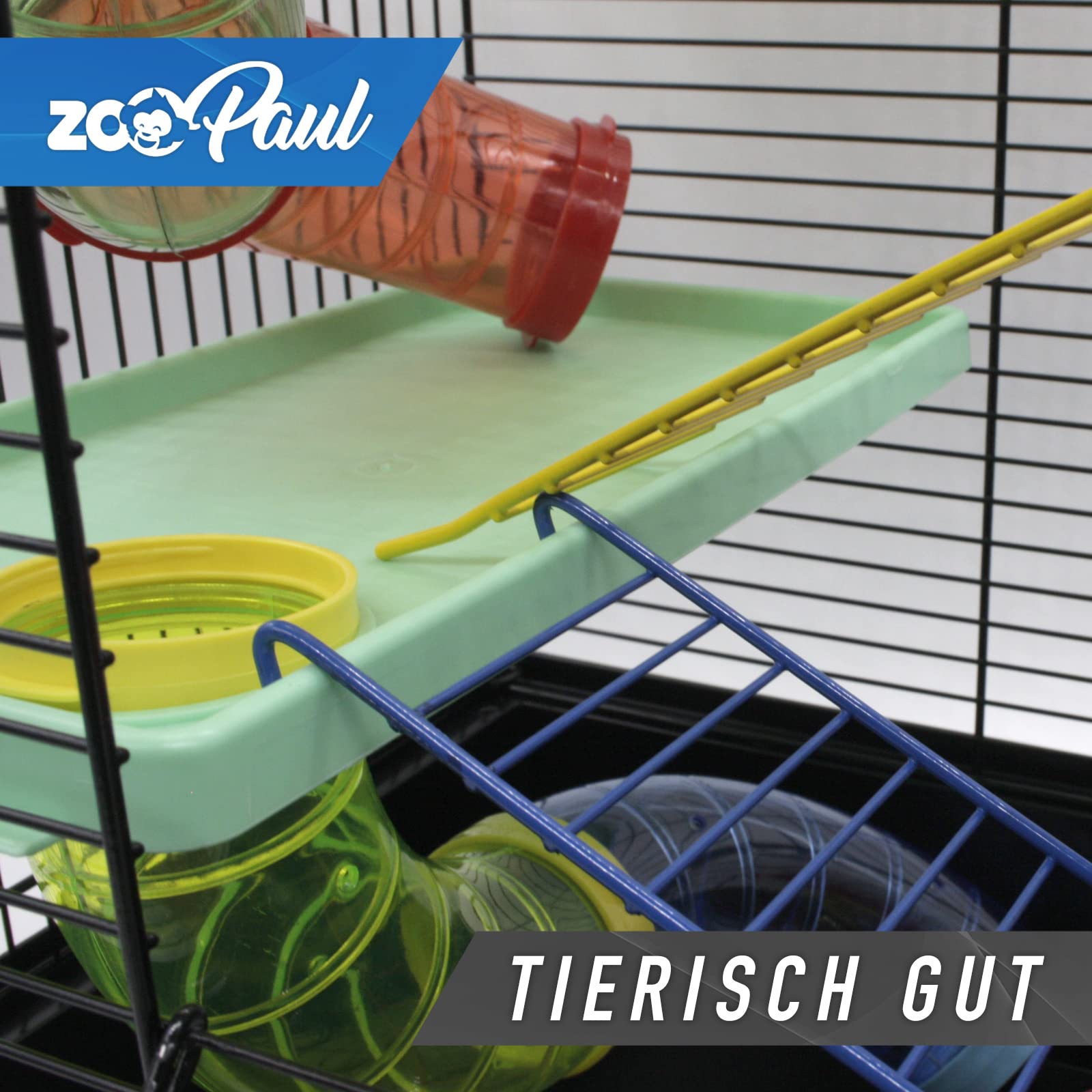 ZooPaul Nagerkäfig Hamsterkäfig XXL mit Zubehör Maus Hamster Käfig Tunnel Haus (Schwarz Bunt)