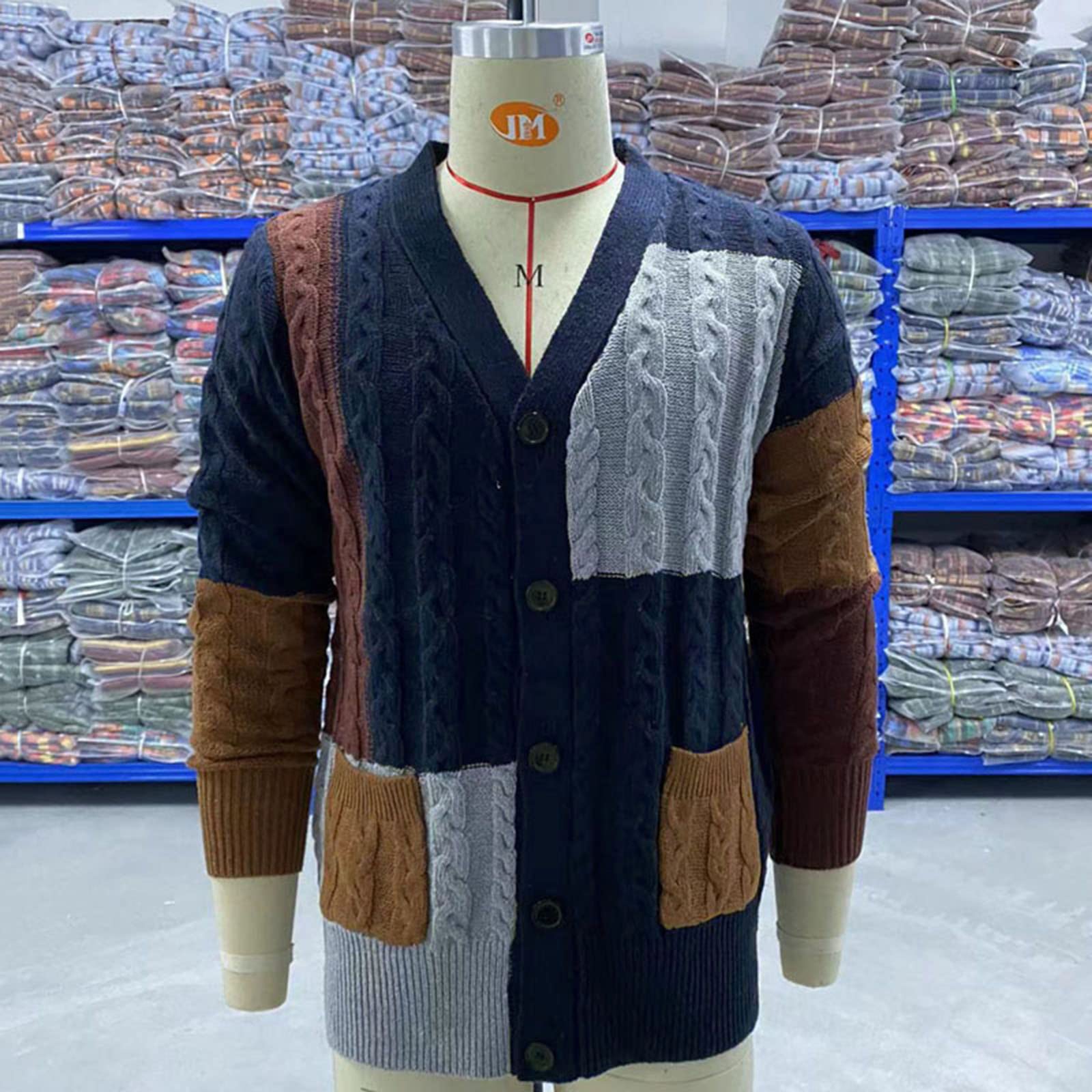 Giacca a Maniche Lunghe del Maglione a Maniche Lunghe del Cardigan di Contrasto degli Uomini