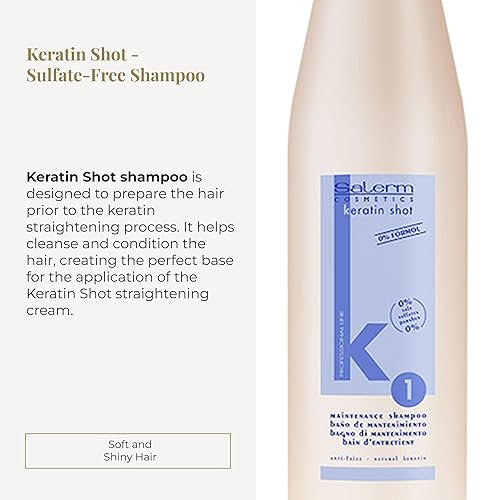 Miniatura 2 de SALERM - Keratin Shot - Champú Sin Sulfato - 16.9 fl oz - Preparación y Mantenimiento para Tratamiento Alisado de Queratina - Cabello Suave y