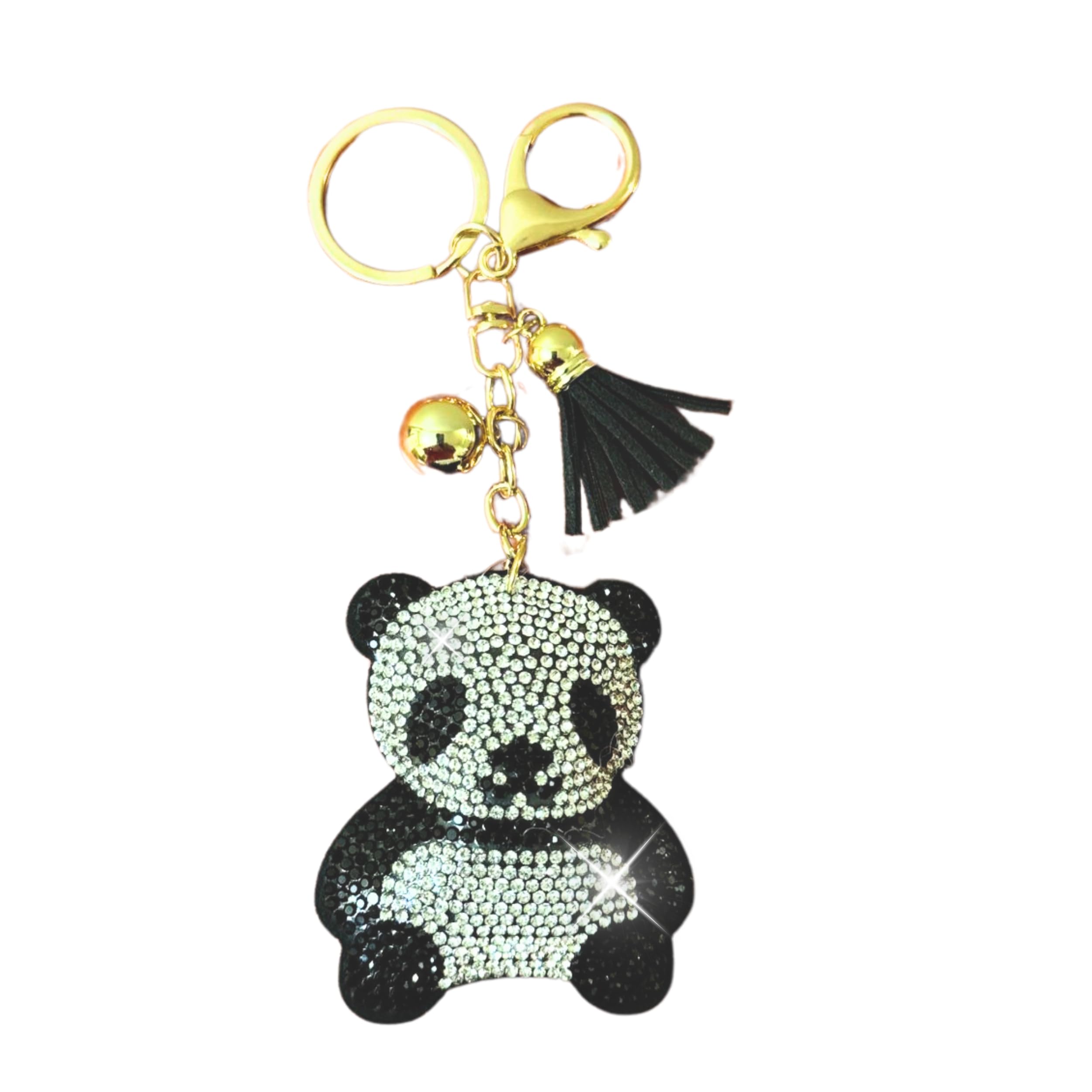 Popfizzy Rhinestone Panda Keychain for Women, Bling Panda Accessory, Flamingo Gifts for Girls