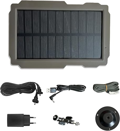 Lixada Kit de panel solar para cámara de sendero, 3000 mAh, 6 V-12 V, recargable con soporte giratorio de 360  y cable de 9.8 pies, cargador solar