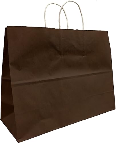 Bolsas de papel kraft extra grandes para regalo, bolsas de compra, (tamaño Vogue 16 x 12 x 6), 25 bolsas, fabricadas en Estados Unidos