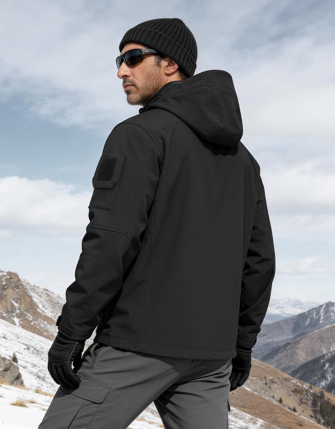 FREE SOLDIER Men's Waterproof Softshell Jacket Fleece Lined Outdoor Jacket Tactical Military Hoodie Windbreaker - Image 2