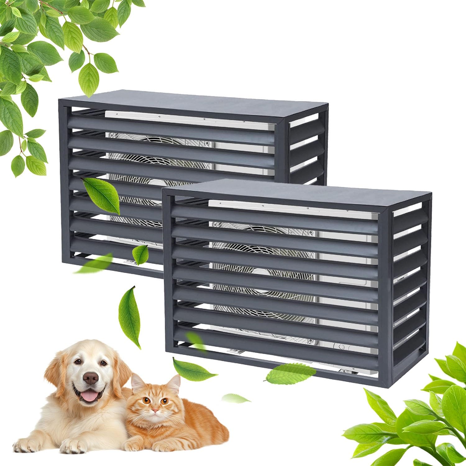 Aycdl Grey Outdoor Air Conditioner Fence, Aluminum Alloy Condenser Protective Cover, Privacy Screen For Garden Anti-Theft And Tidiness, Easy Installation,-110Cm