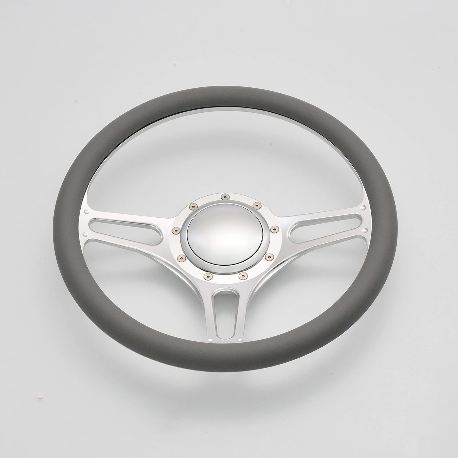 Flashpower 14'' Billet Half Wrap 9 Bolts Steering Wheel with 2'' Dish and Horn Button(Tan)