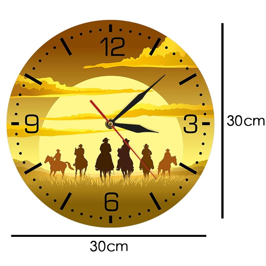 乗馬の掛け時計 Amazon.co.jp: ウォールクロック乗馬ワイルドウェストサンセット