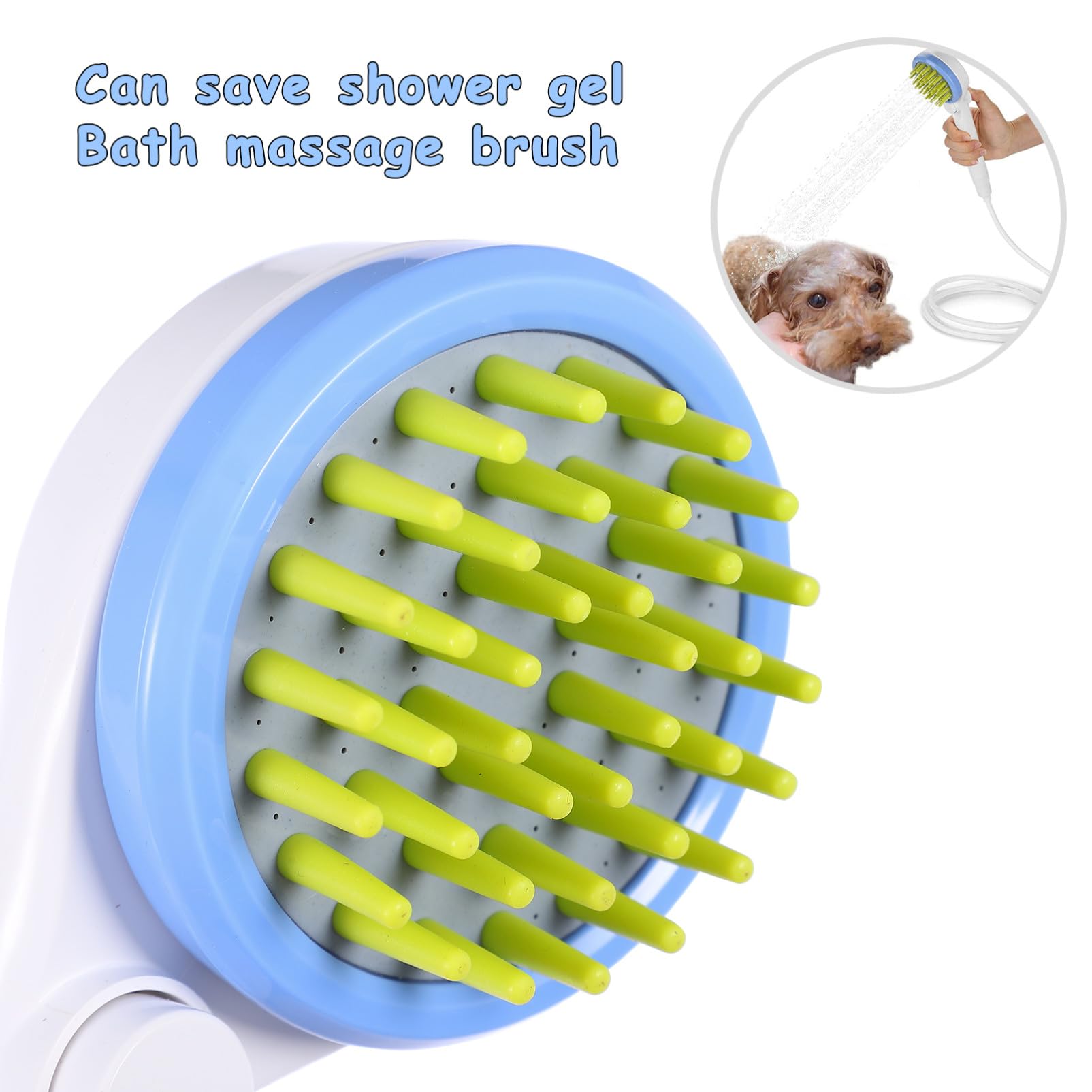 Rociador de Ducha para Perros con Cepillo Multi-funcional de Abs, Accesorio Cómodo Cuidado de Mascotas y Limpieza Eficaz de Patas