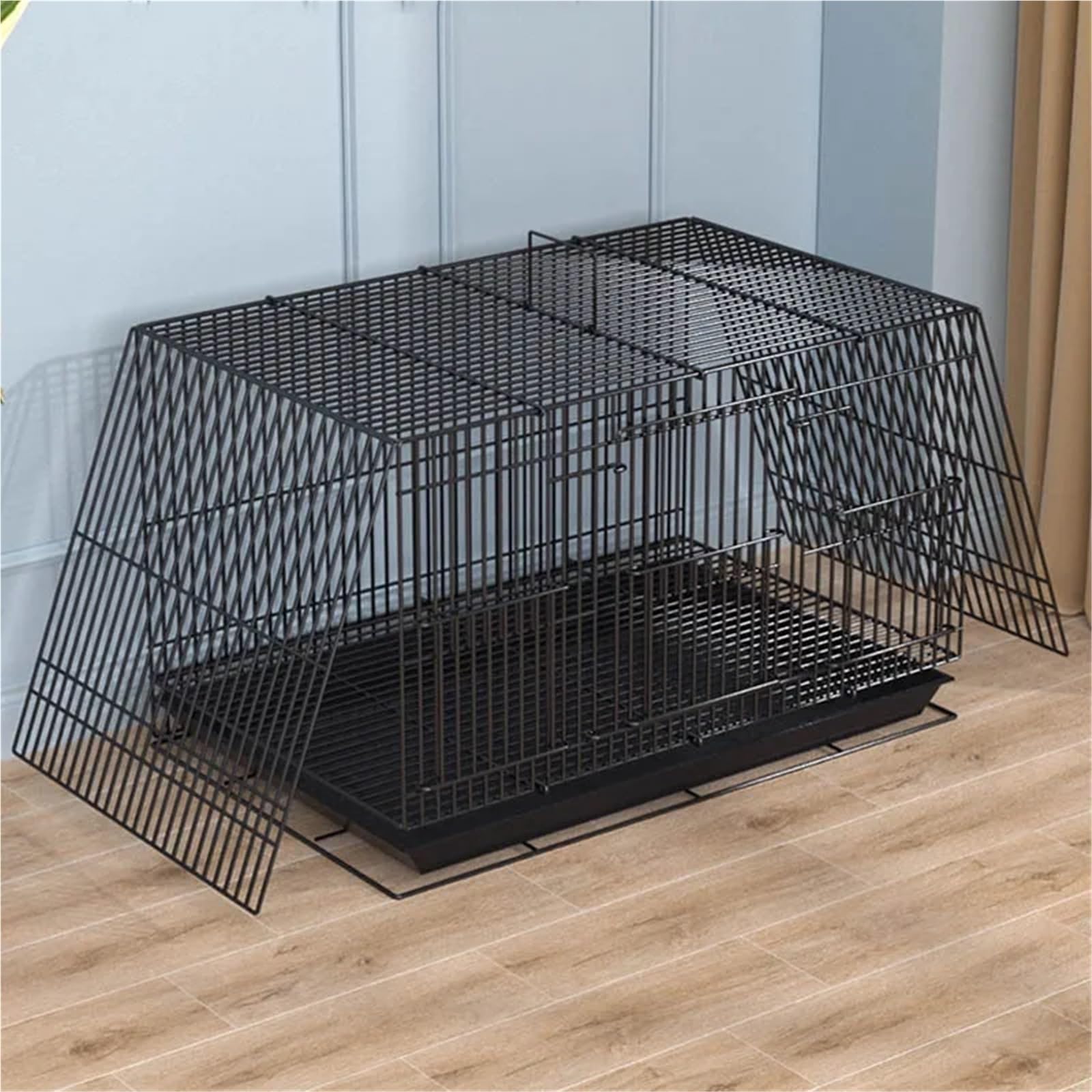 Jaula plegable grande para loros, canarios, cría de metal, para mascotas, decoración de nido con bandeja, comedero de juego, haz de soporte (blanco, 40 x 30 x 30 pulgadas, 6 piezas)