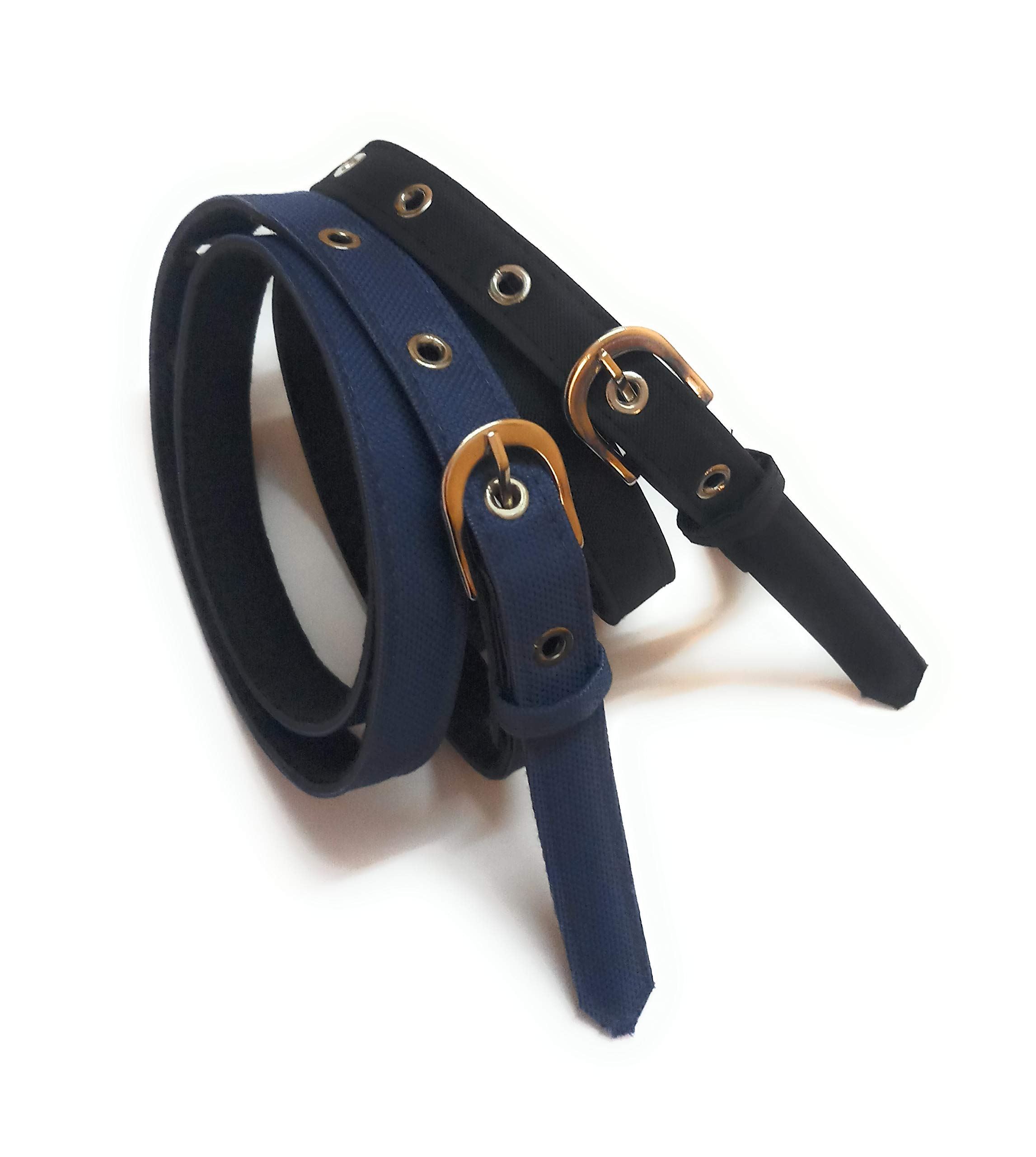 womens formal casual denim material jeans belts black and nevtblue 2pcs-picture-23