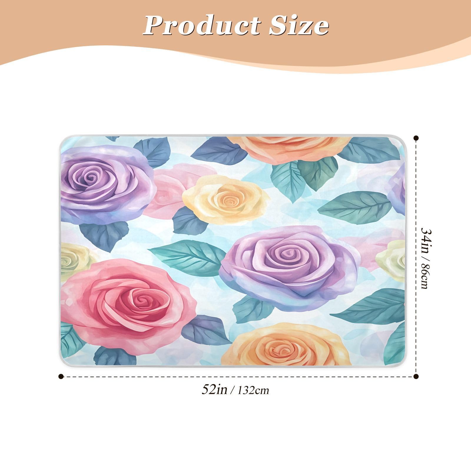 BOESI Watercolor Color Roses Waterproof Pads for Bedwetting and Incontinence, Reusable Pads, Reusable Diaper Pads for Bed, Sofa, Travel