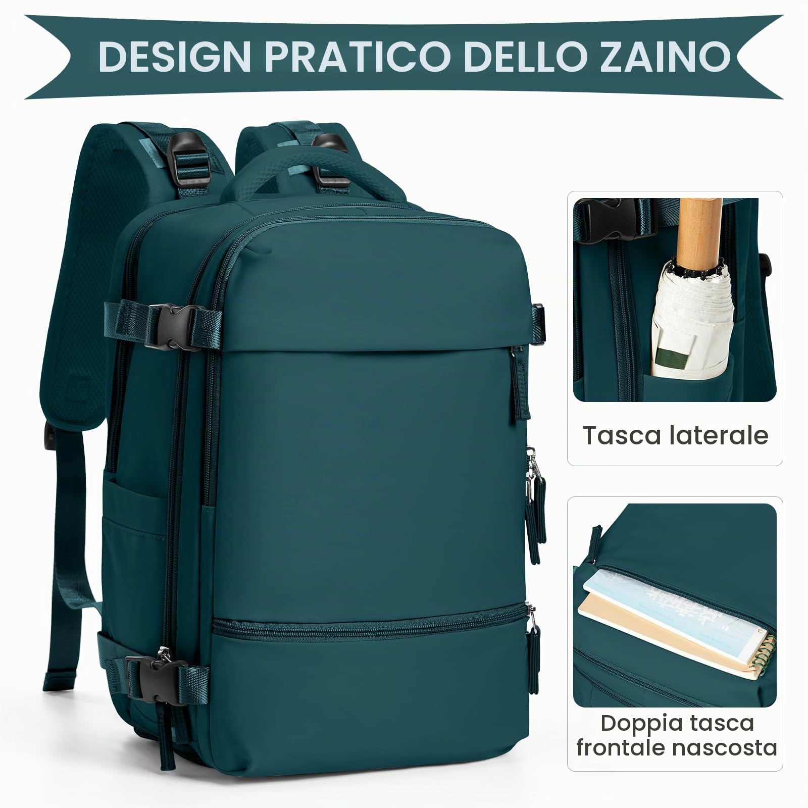 SZLX Zaino Ryanair 40x20x25 Donna Zaino da Viaggio Bagaglio a Mano 20L Uomo Borse da cabina Easyjet Travel Backpack Adatto a laptop da 14 Pollici con scomparto per scarpe per Lavoro e Scuola