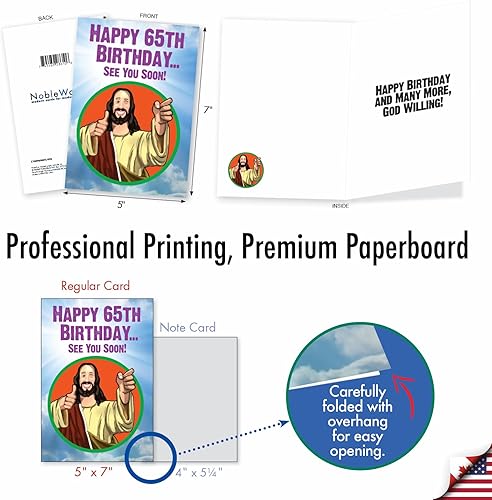 Miniatura 3 de NobleWorks Tarjeta de felicitación de cumpleaños 65 con sobre de 5 x 7 pulgadas (1 tarjeta) See You Soon - 65 C10008MBG