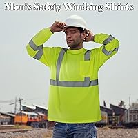 Vista 6 de Amylove 4 piezas de camisa de seguridad de manga larga reflectante de alta visibilidad, camisas de trabajo de construcción para hombres y mujeres