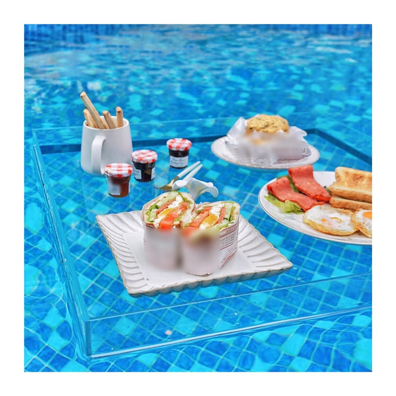 Acryl Vitrine Schaukasten, Klar Seicht Wasser Panzer, Wassertank Fotografie Schießen Tablett, Kreativ Schwimmend Foto Requisiten, Tragbar Kosmetik Essen Lagerung Kasten