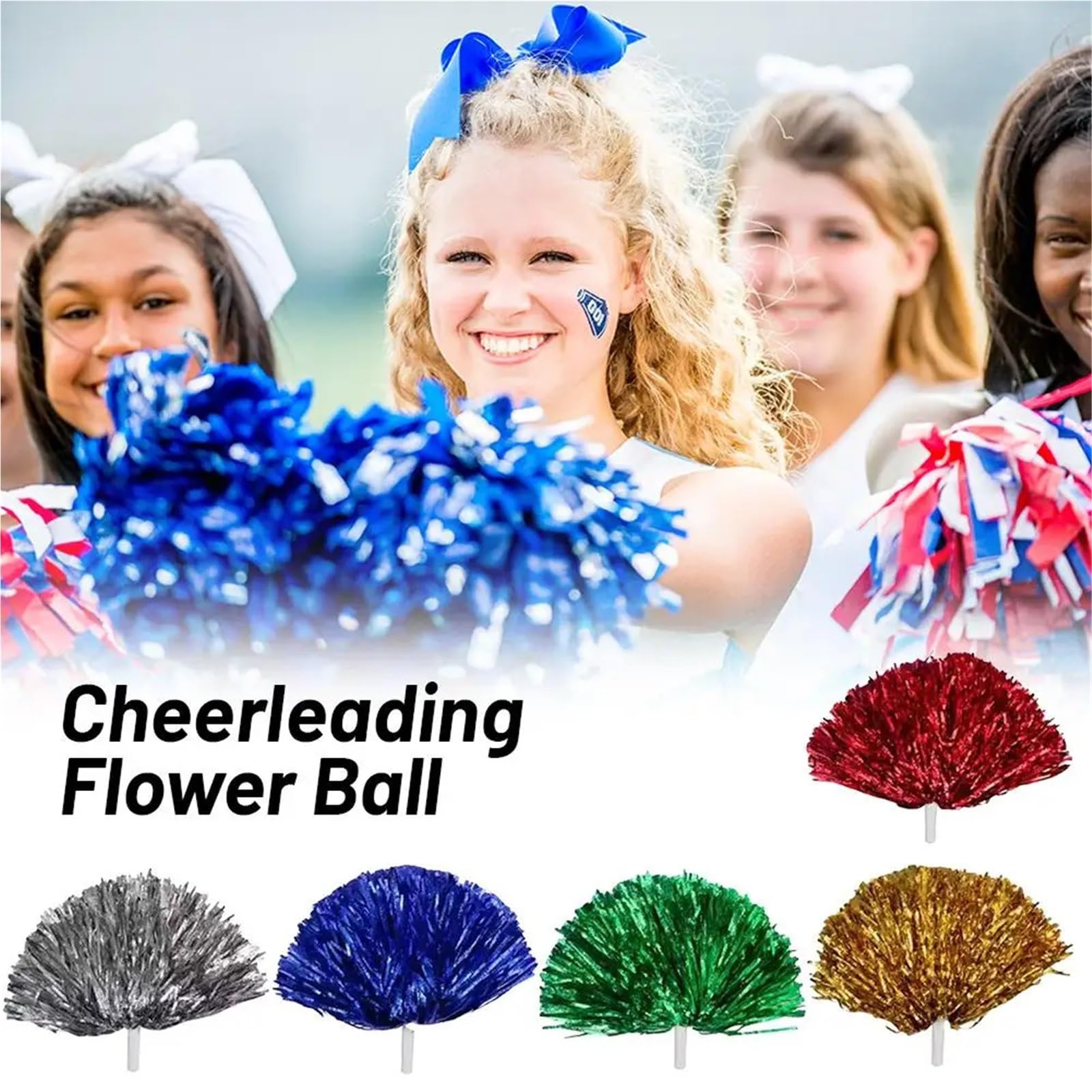 10 paires de pompons pom-pom girl avec poignée Pour Le Cheerleading