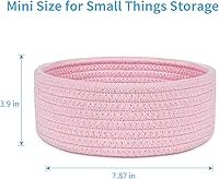 Vista 2 de ABenkle Cesta Tejida Pequeña, Cestas de Almacenamiento Pequeñas Vacías y Poco Profundas, Mini Cestas de Cuerda de Algodón, Cesta Decorativa Redonda