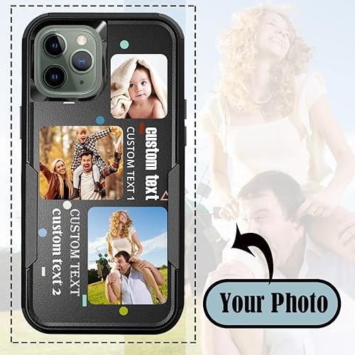 Vista 243 de Funda de fotos personalizada para Apple iPhone 11 Pro Max, patrón de collage a cuadros, personalizado para hacer imágenes en gruesa 3 híbrida Rosa