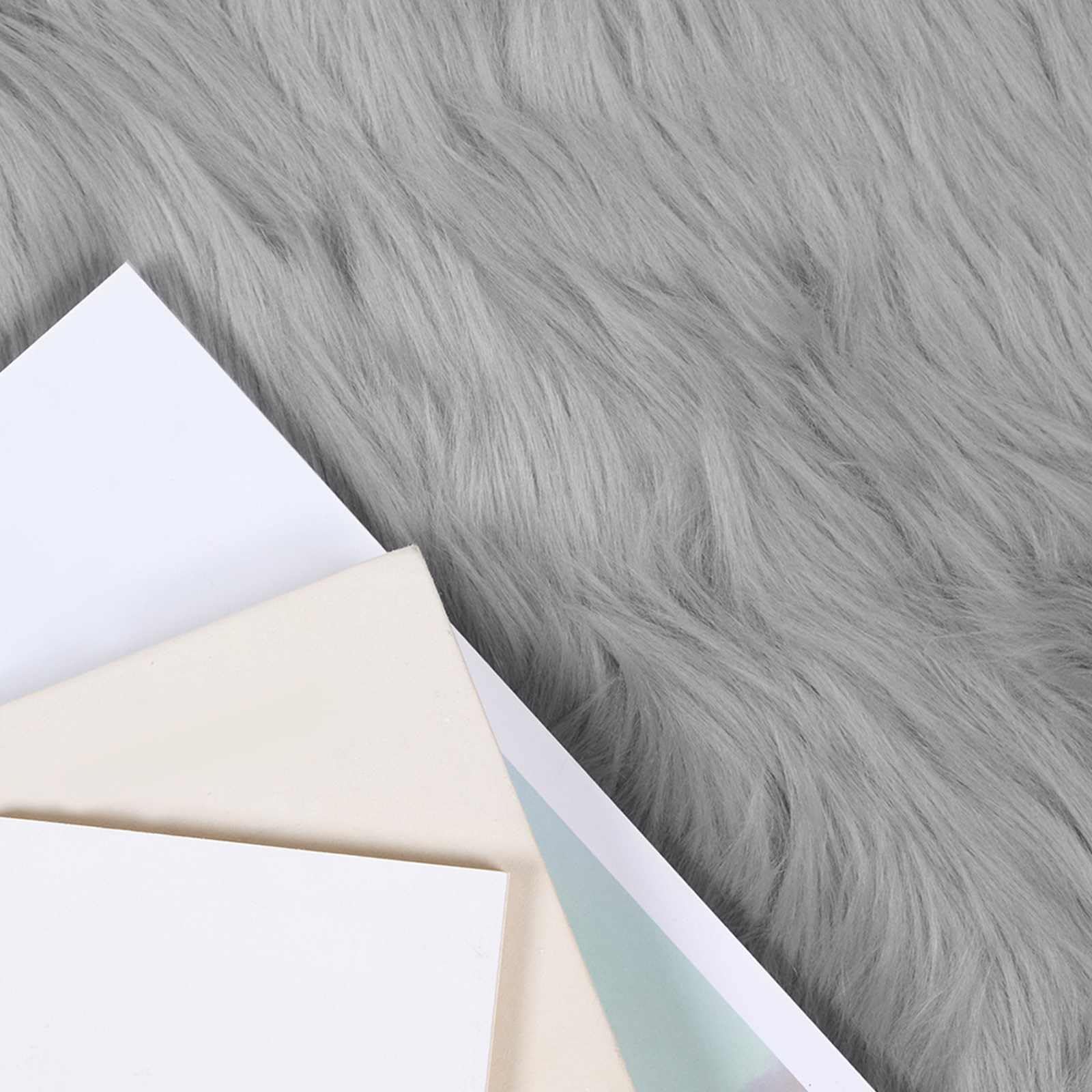 Teppich Kunstschaffell Grau Ø 120 cm Rund Polyester Flauschig