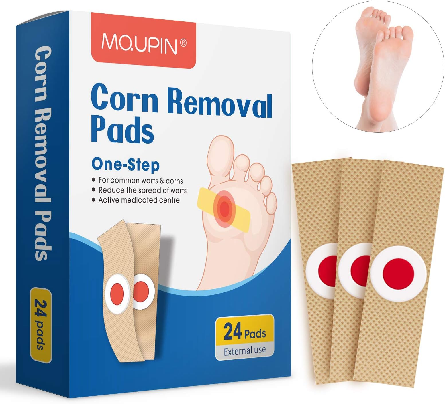 MQUPIN Maximum Strength Corn Removers Pads for Feet and Toes, Fast Effective Foot Corn Removal, Gentle Corn Cushions for Adults Seniors Teens Men Women