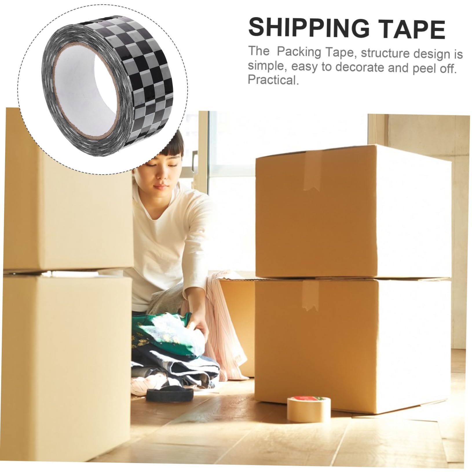 DOITOOL 5 Rollen Kariertes Paketklebeband aus Bopp Stark Klebend Leicht und für Kartonversiegelung DIY Verpackung Expressboxen Einfaches Design Vielseitig Einsetzbar