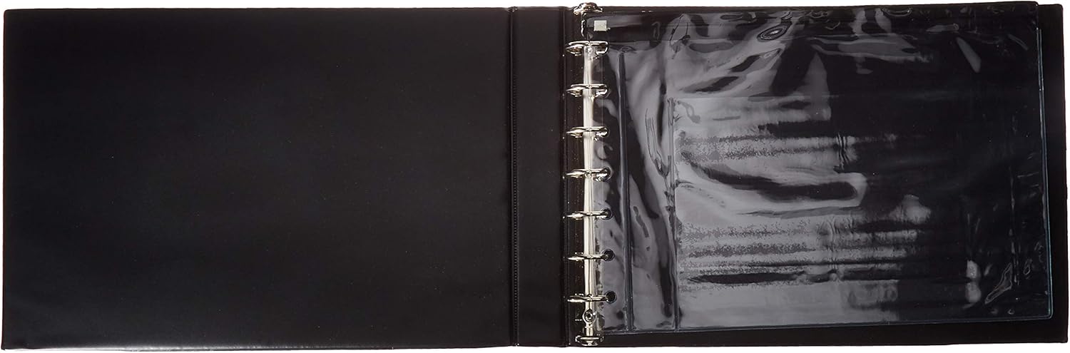 7-Ring 3-on-a-Page Business Check Book Binder - Black