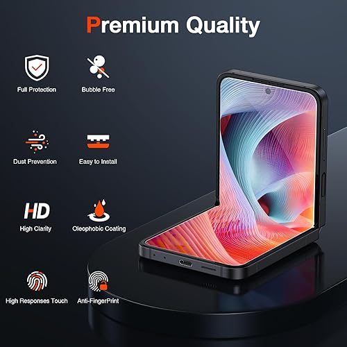 Miniatura 10 de LK Paquete de 3 protectores de pantalla para Samsung Galaxy Z Flip 5, sensible al tacto, cobertura completa, compatible con fundas, TPU suave de