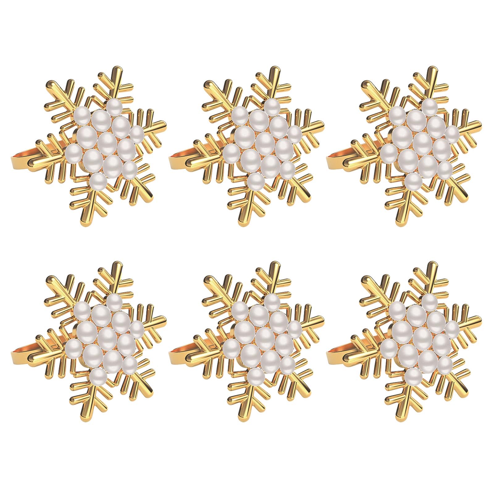Zwwaazhf Pearl Of 6 Exquisite Napkin Rings S/Napkins Holder Snowflake Napkin Buckles For Home Dining And Parties Wedding Banquet Rings