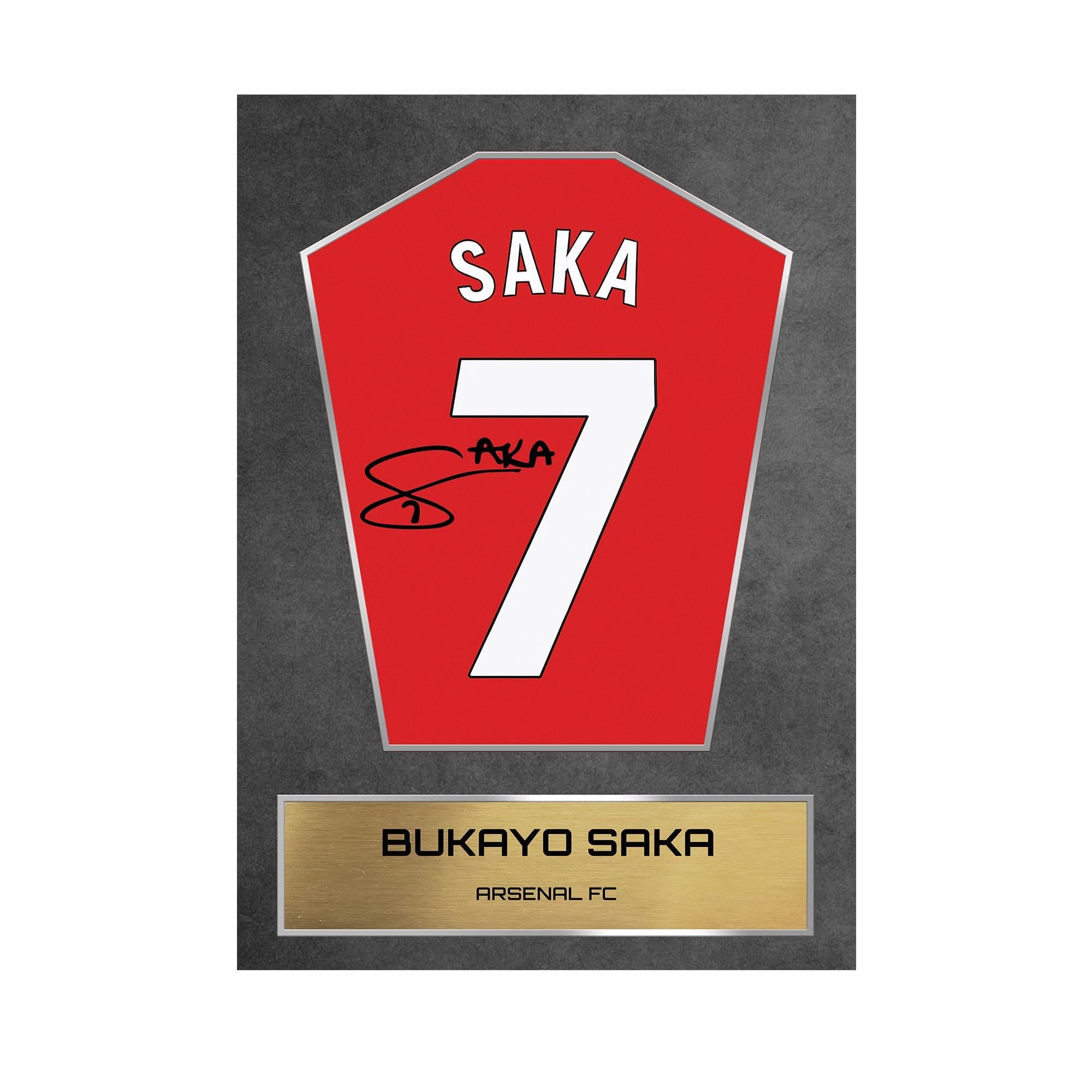 Saka Arsenal Shirt Display Framed - Autograph Print Football Memorabilia A3 Unframed