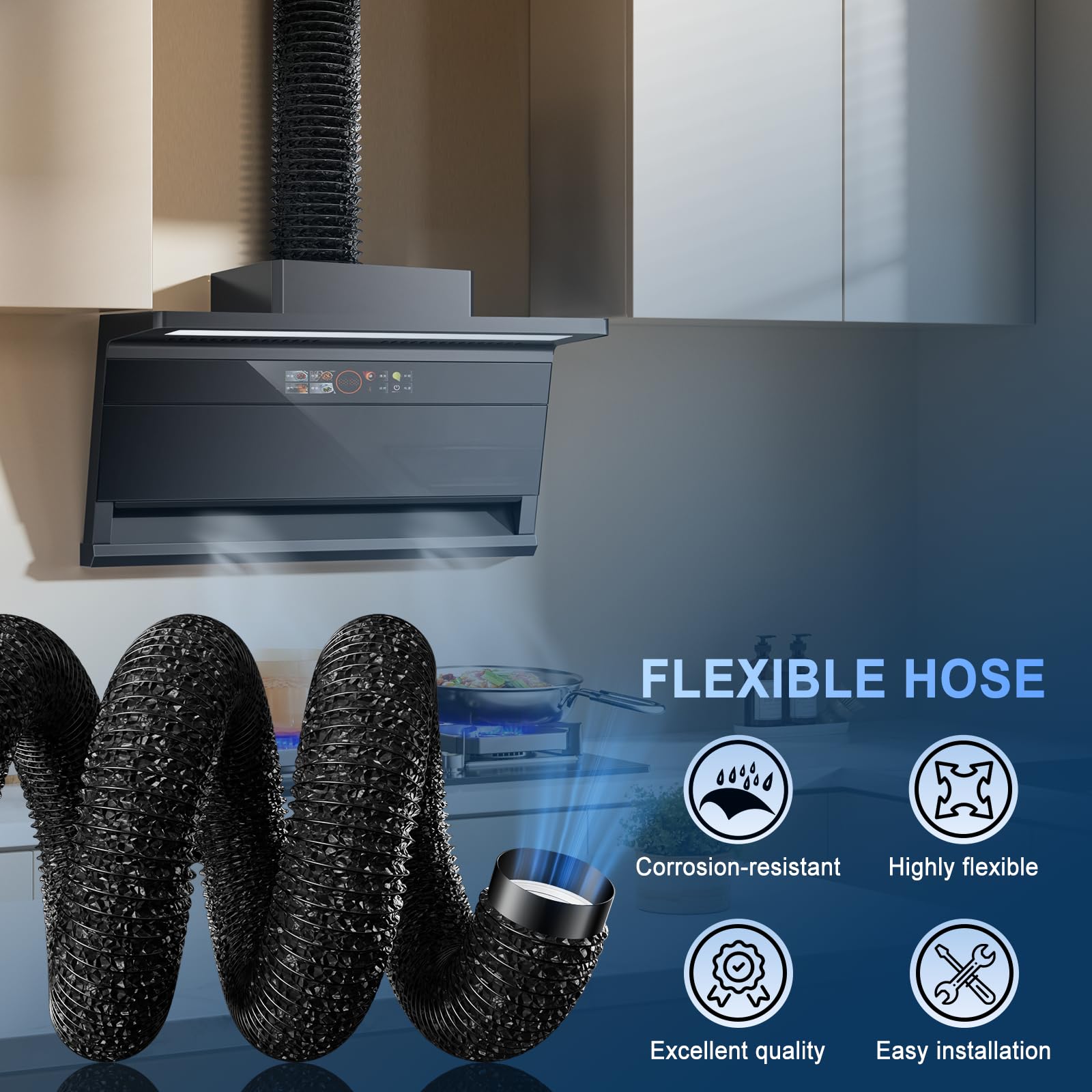 Hon&Guan Tubo de salida de 150 mm de diámetro, tubo de aluminio de PVC de 3 m con 2 abrazaderas para aire acondicionado móvil, secadora, ventilador de extracción, campana extractora, sistema de