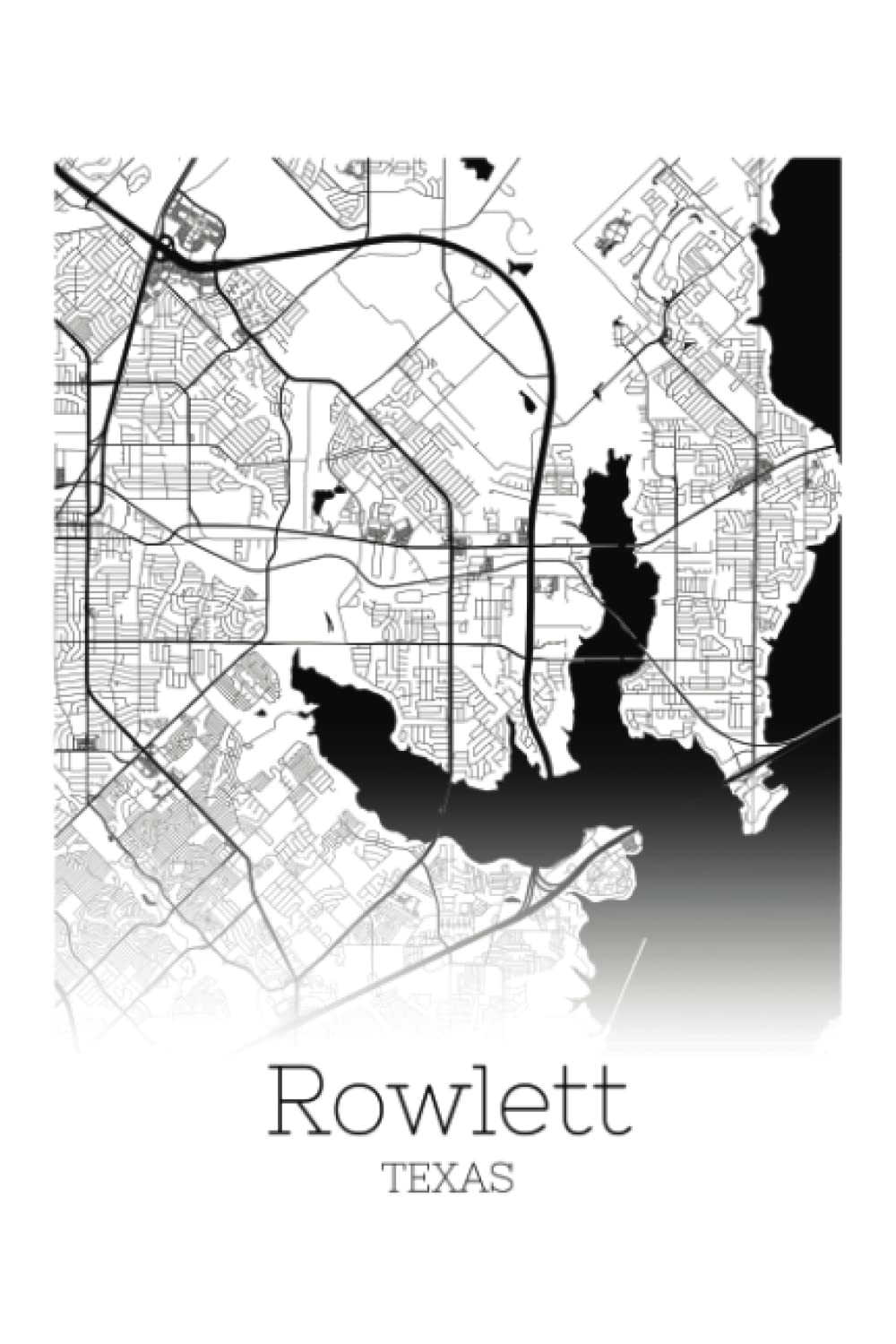 Rowlett Texas: 6x9 Blank Lined City Graphic Map Journal