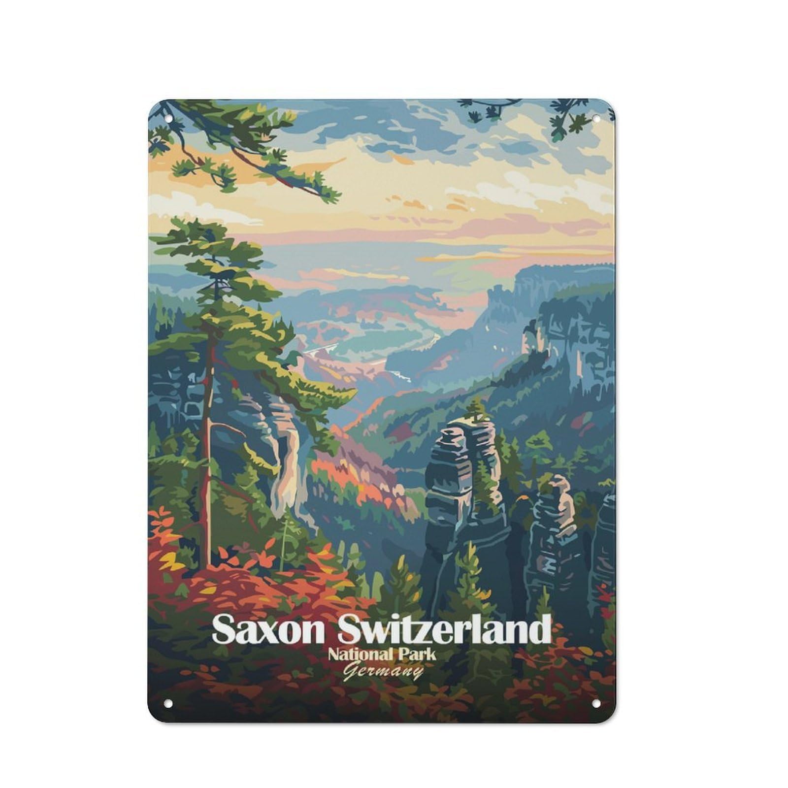 Junmoney Style-20 Saxon Switzerland National Park Vintage Metal Sign 40X30cm For Kitchen Or Home Bar, For Kitchen, Dining Room And Home Bar Wall Decor