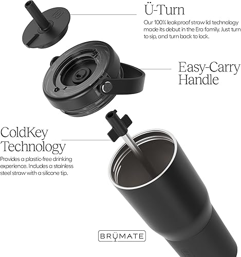 Miniatura 2 de BrüMate Resa 25oz Vaso de Viaje 100% A Prueba de Fugas con Asa y Pajilla  Pajilla Flexible SoftSip  Funda de Silicona para Durabilidad  Acero