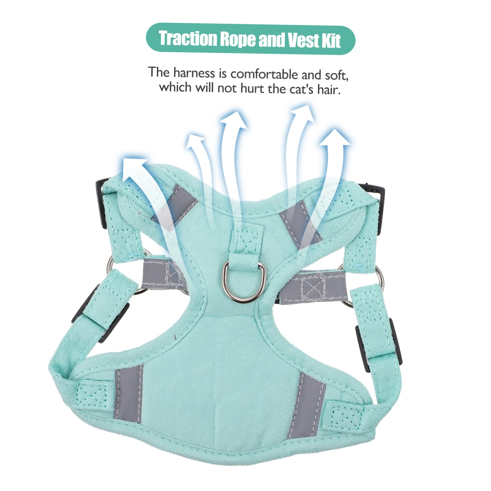 BESPORTBLE 1 Set Cat Harness Leash Vest Kit Traction Rope 1.2m Length for Comfort