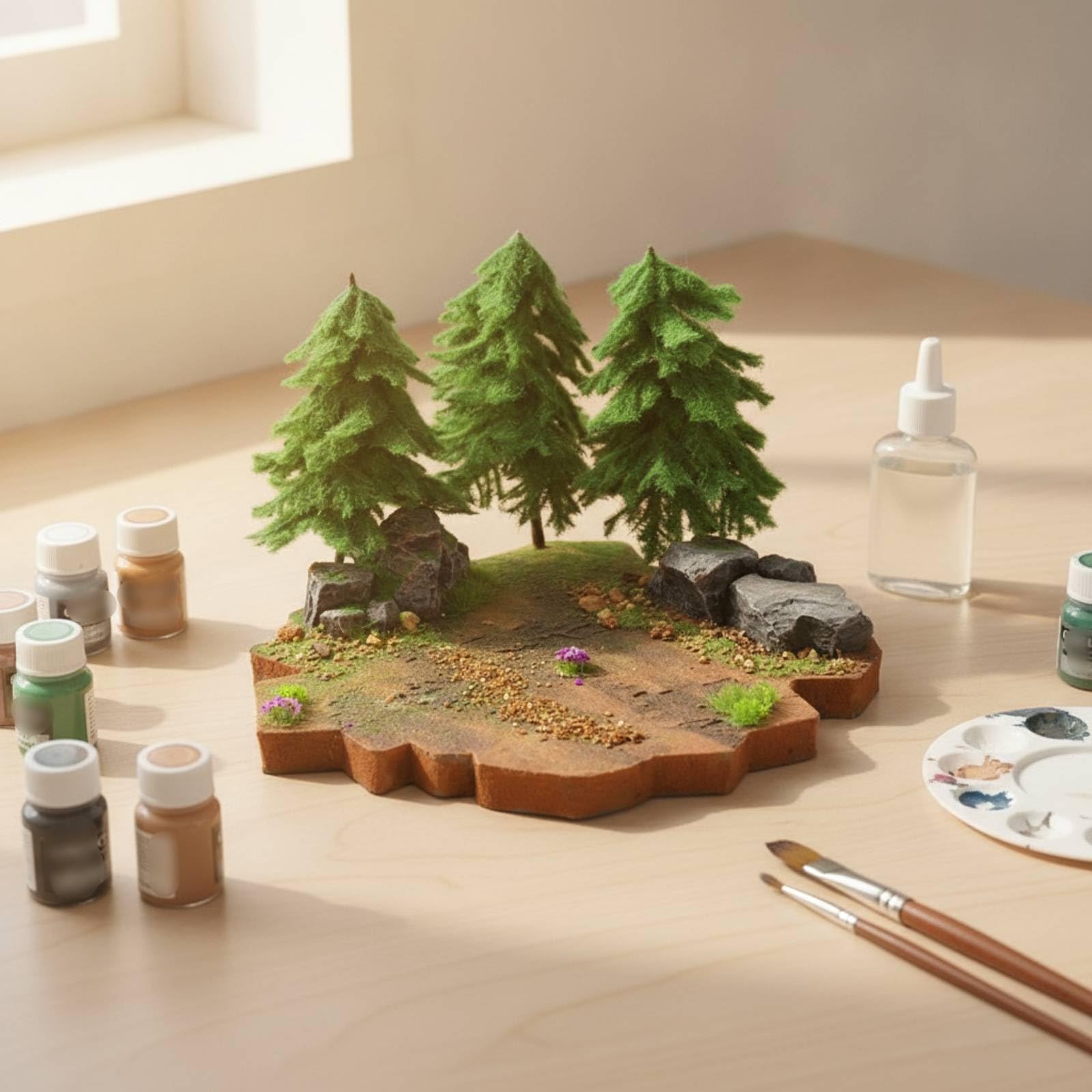 FytStycale Kit Diorama Fai da Te Realistico Paesaggio in Miniatura Decorativo Modellismo per Hobbisti, Scena Foresta
