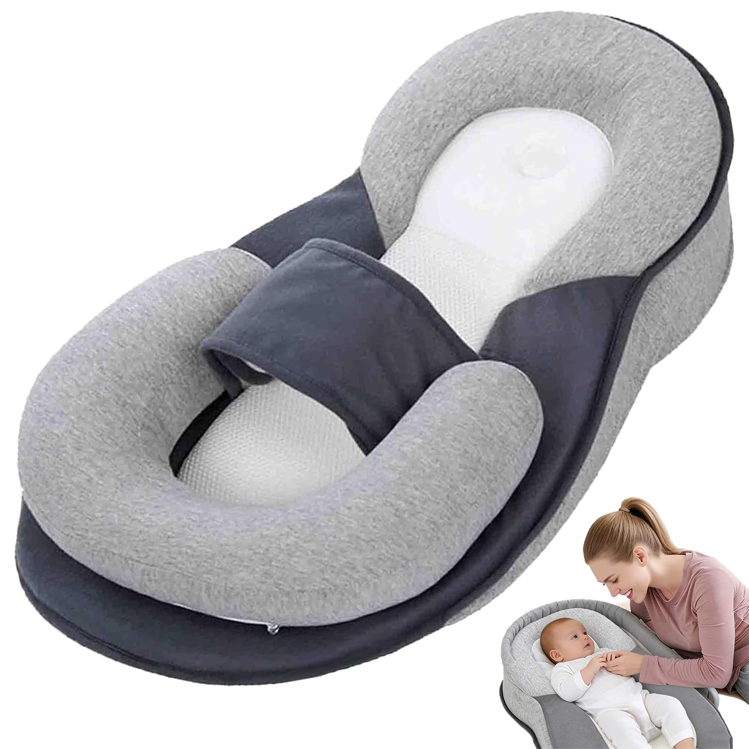 Tummy Time Pillow, Baby Wedge Pillow for Newborn, Reflux Breastfeeding Pillow for Comfortable Play & Feeding Support