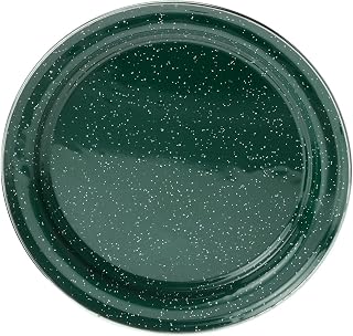 Pioneer 10 Inch Plate, Enameled Steel Tableware Dinner Plate for Camp, Cabin and Farmhouse Kitchen, Green