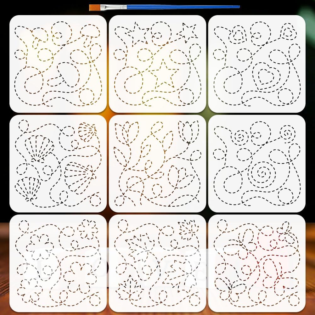 FINGERINSPIRE 4PCS Clover Stencils with 1Pc Brush 7.9x7.9inch 4 Styles Four-Leaf Clover Pattern Stencils St Patrick's Day Decorating Stencil Template for Painting on Wood Wall Fabric Furniture