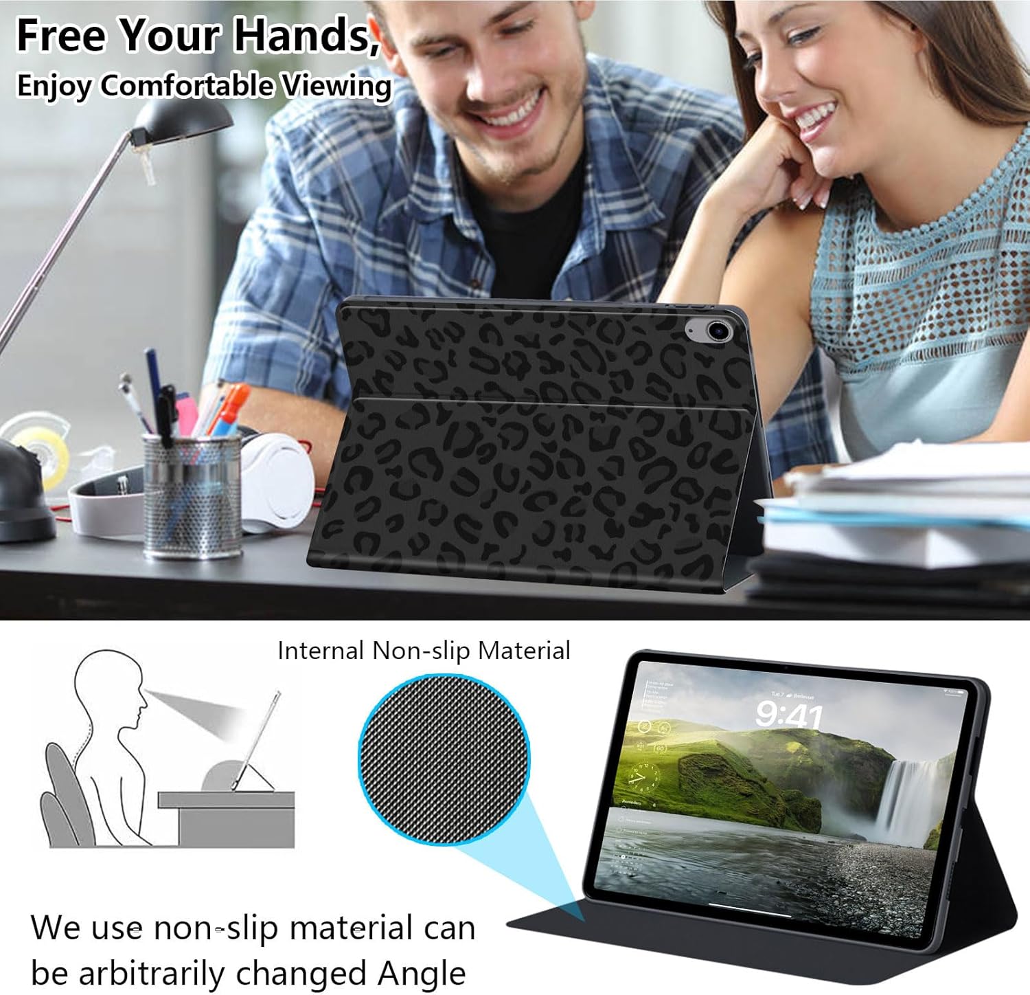 Case for iPad (A16) 11th Generation 11 Inch 2025/iPad 10th Generation 10.9 Inch 2022, Slim PU Leather Folio Stand Cover with Auto Wake/Sleep, Leopard Print