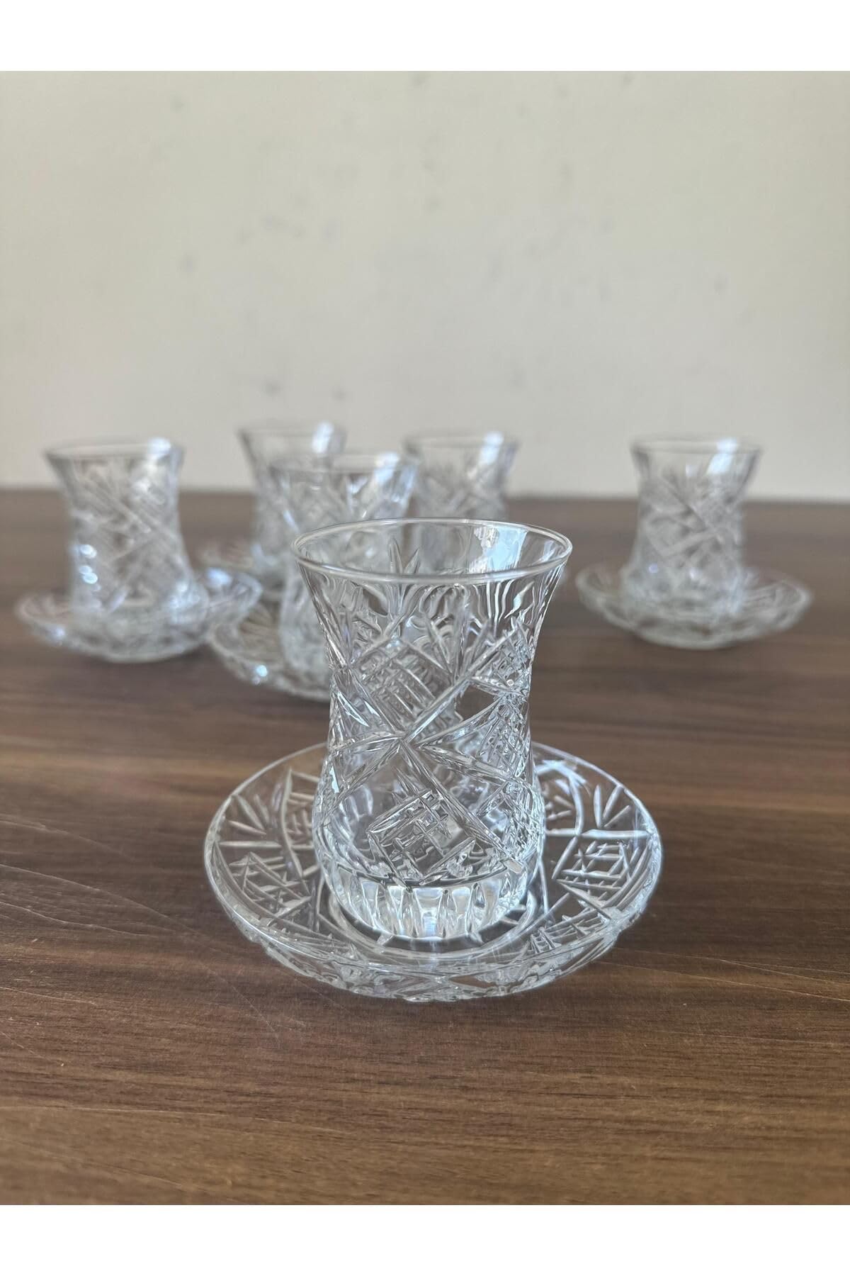 Pasabahce Göz Dekor Kesme Kristal Çay Bardağı Takımı Çay Seti 6 Kişilik 896656565632563563