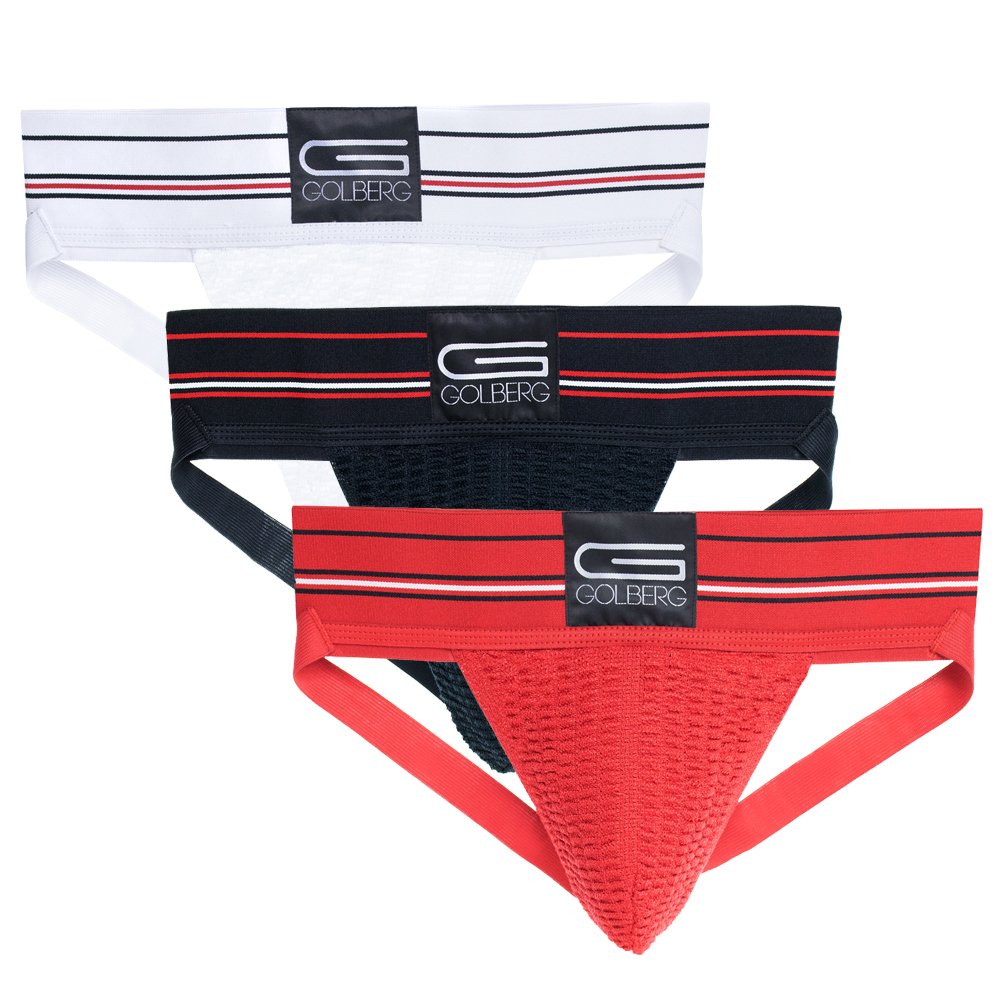 GOLBERG GGOLBERG Athletic Supporter - Naturally Contoured Waistband - 3 Packs of Multiple Colors