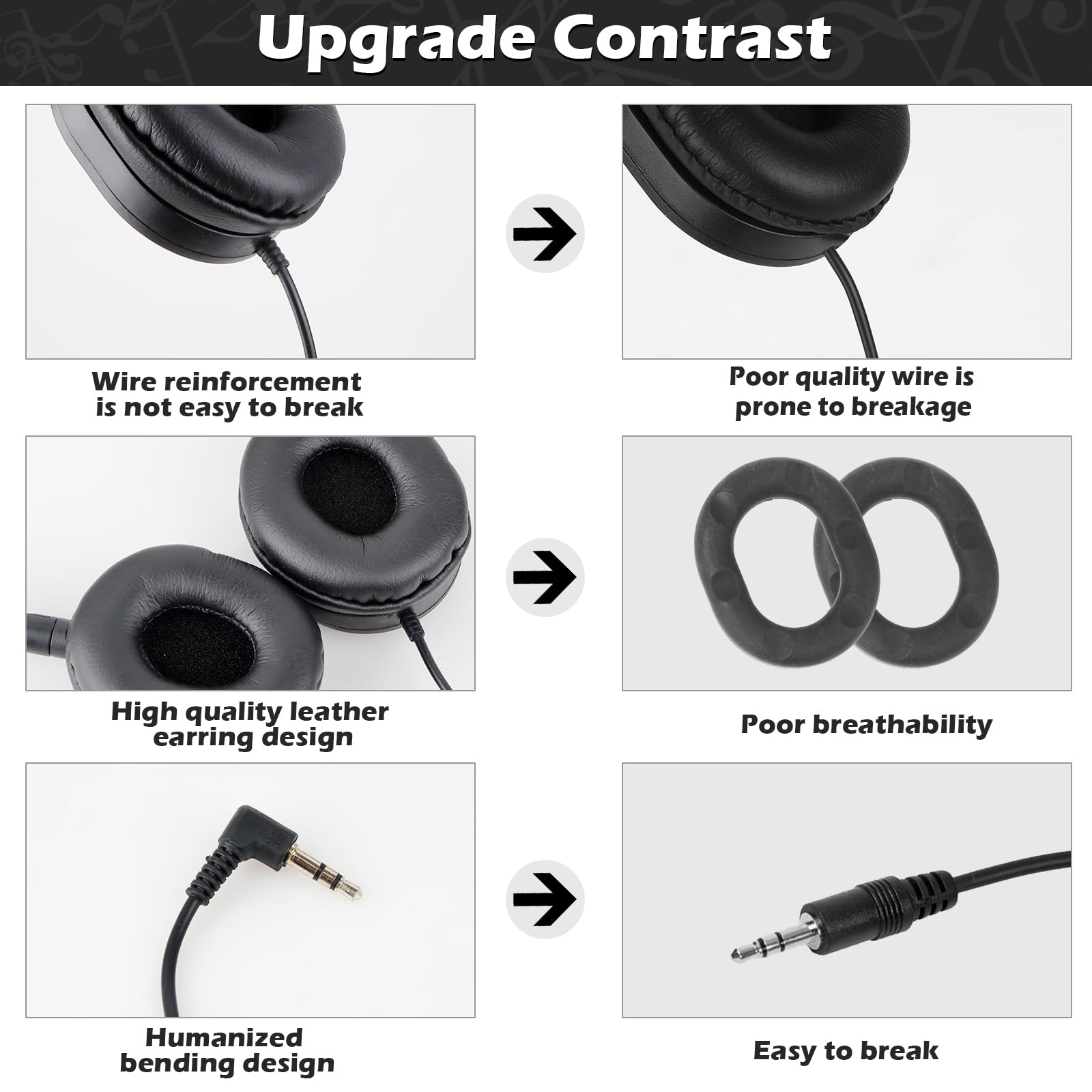 Auriculares para niños, paquete de 25 unidades para aula, escuela, juego de auriculares al por mayor para estudiantes, adolescentes, niños y adultos, conector de 3,5 mm (negro)