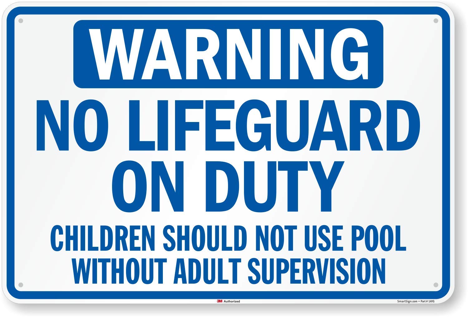 SmartSign Large No Lifeguard on Duty Sign, Children Should Not Use Pool Without Adult Supervision Sign, 24 x 36 Inches, 3M Authorized EG Reflective Aluminum, Made in USA