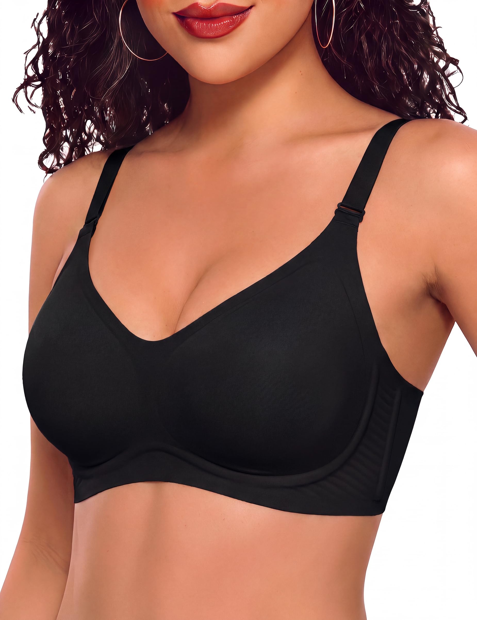 Bresdk Nahtloser BH Damen ohne Bügel Gepolstert Abnehmbare Träger Jelly Bra | Seamless Creamy Fabrics Komfort T-Shirt BH,Feste Cups,Verstellbare Träger,U-Rücken,Glatte Cups,Alltag und Zuhause