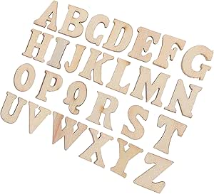 Small Wooden Alphabet Letters for Crafts, 200Pcs Wooden A Z Letters 0 9 Numbers Unfinished Wood Slice Shapes for Craft Wall Decor (English Letter Design