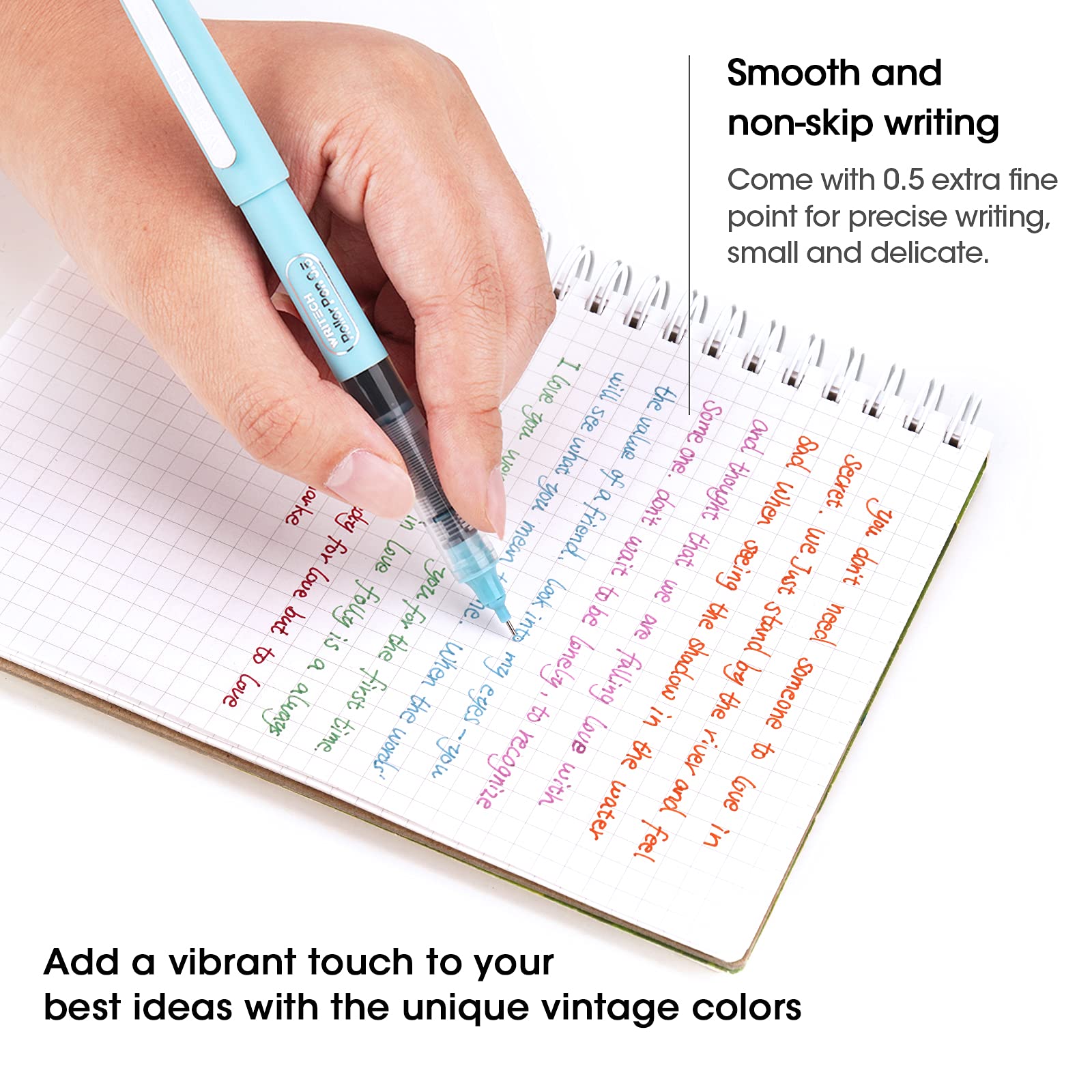 Writech Liquid Ink Rollerball Pens 0.5mm Extra Fine Point Pens, Smooth