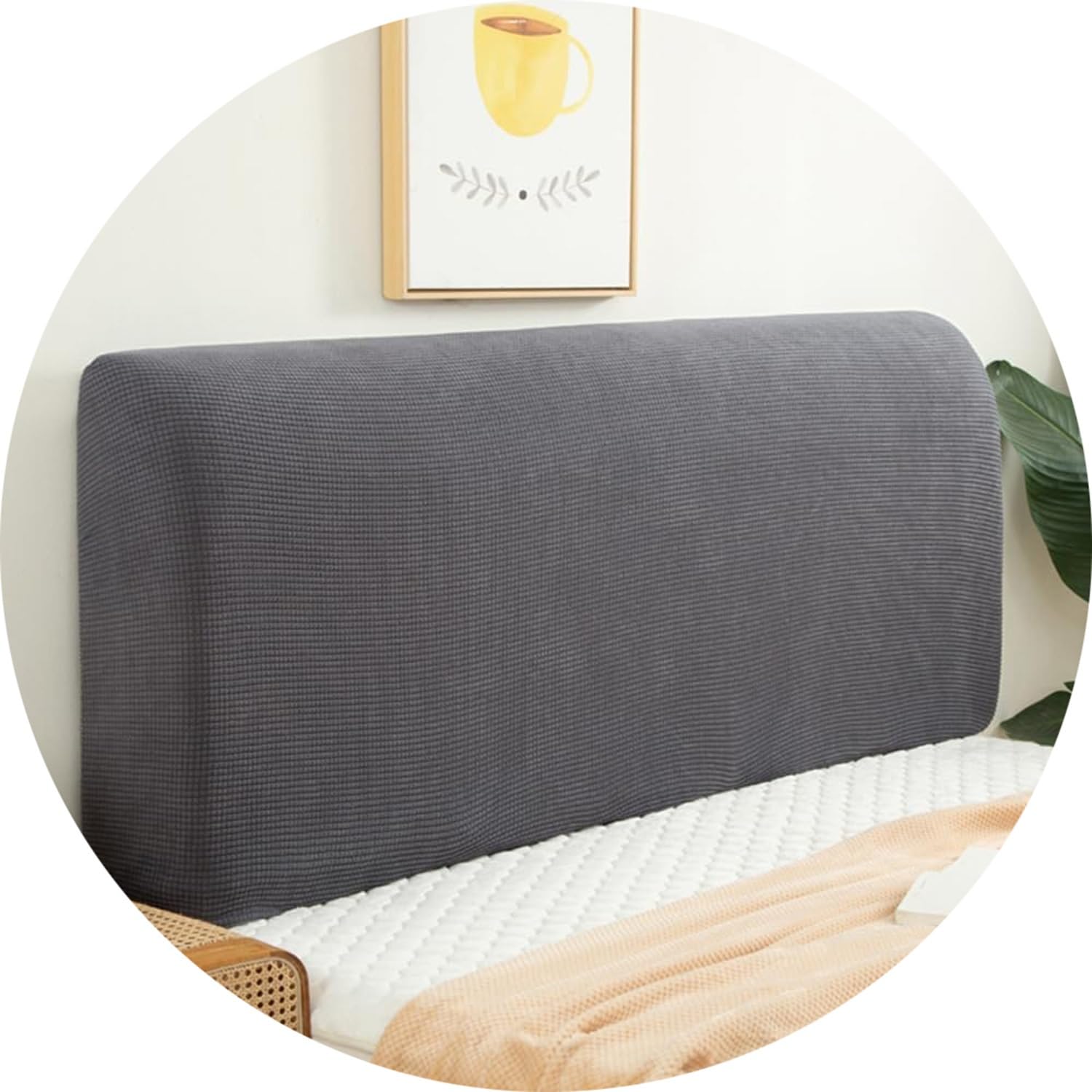 Headboard Cover for Full Queen Cal King Size Bed, Polar fleeceDustproof Head Board Wrap, Stretch All-Inclusive Bed Head Protector Cover Modern Bedroom Decoration(Dark Grey,83-91in (210-230cm))